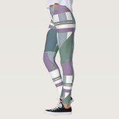 Geometrisches Muster blaues violettes Grün Leggings (Links)