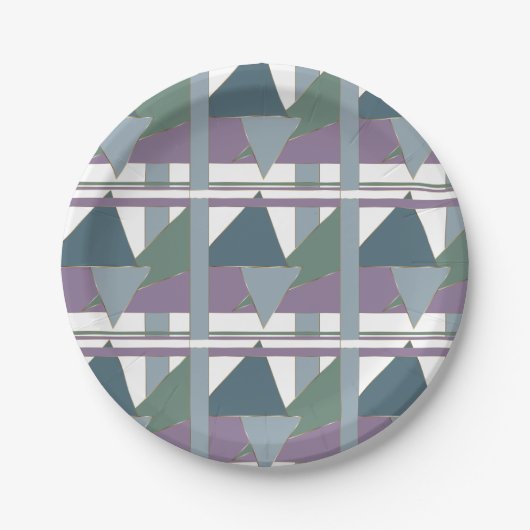 Geometrisches Muster blaues violettes Grün Pappteller (Vorderseite)