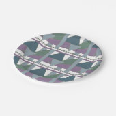 Geometrisches Muster blaues violettes Grün Pappteller (Schrägansicht)