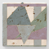 Geometrisches Muster blaues violettes Grün Steinuntersetzer (Vorderseite)