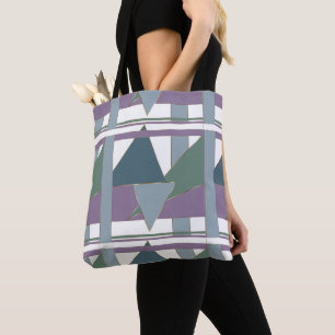 Geometrisches Muster blaues violettes Grün Tasche