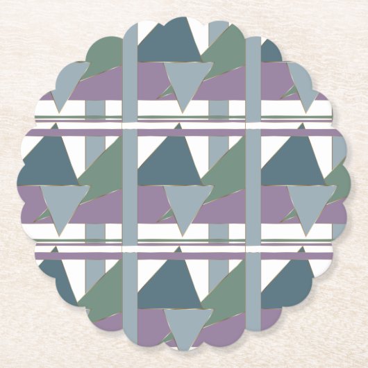 Geometrisches Muster blaues violettes Grün Untersetzer (Vorderseite)