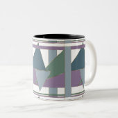 Geometrisches Muster blaues violettes Grün Zweifarbige Tasse (VorderseiteRechts)