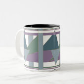 Geometrisches Muster blaues violettes Grün Zweifarbige Tasse (Vorderseite Links)