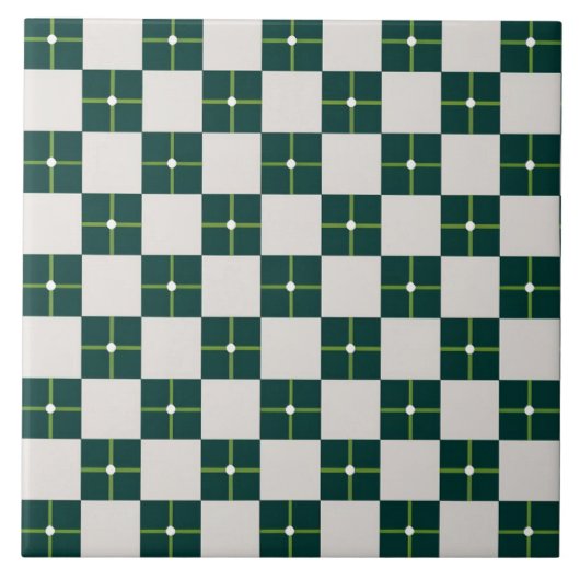 Geometrisches Muster dekorativ grün groß Fliese (Vorderseite)