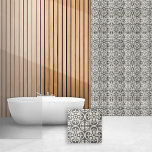 Geometrisches Muster dekorative Quatrefolie Fliese<br><div class="desc">Ein modernes geometrisches Quarrefolienmuster für eine Küche Backsplash,  Kunstfliesen,  Kaminumgebung,  Bad und Dusche. Sie mögen diesen Stil auch in einer gerahmten Kachel oder Keepake Box. Dunkle Holzkohle grau und weiß.</div>