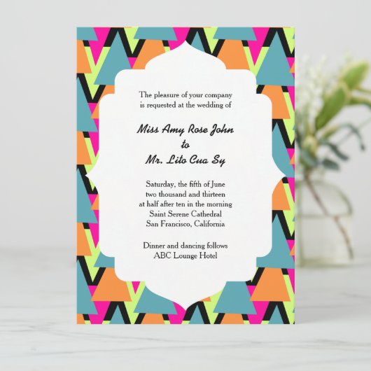 Geometrisches Muster der 80er Jahre Einladung (Stehend Vorderseite)