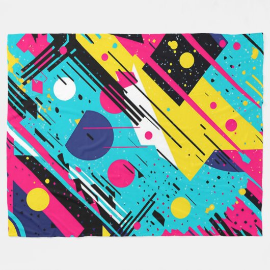 Geometrisches Muster der 80er Jahre Fleecedecke (Vorderseite (Horizontal))