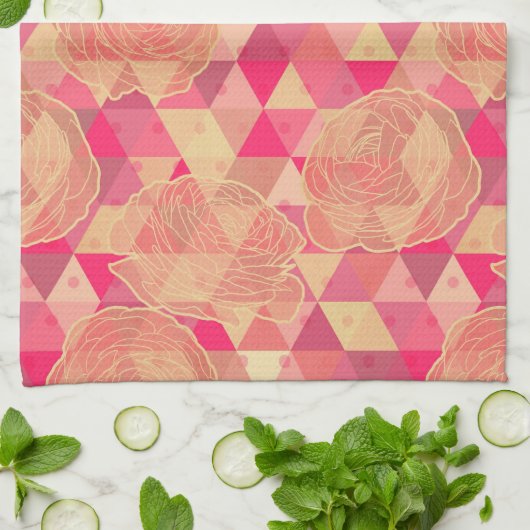 Geometrisches Muster der Blume Geschirrtuch (Gefaltet)