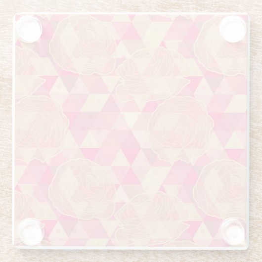 Geometrisches Muster der Blume Glasuntersetzer (Rückseite)