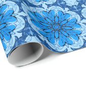 Geometrisches Muster der Blume in Cerulean & Light Geschenkpapier (Rolleneckpunkt)