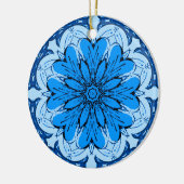 Geometrisches Muster der Blume in Cerulean & Light Keramik Ornament (Links)