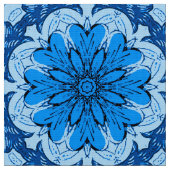 Geometrisches Muster der Blume in Cerulean & Light Stoff (Nahaufnahme)