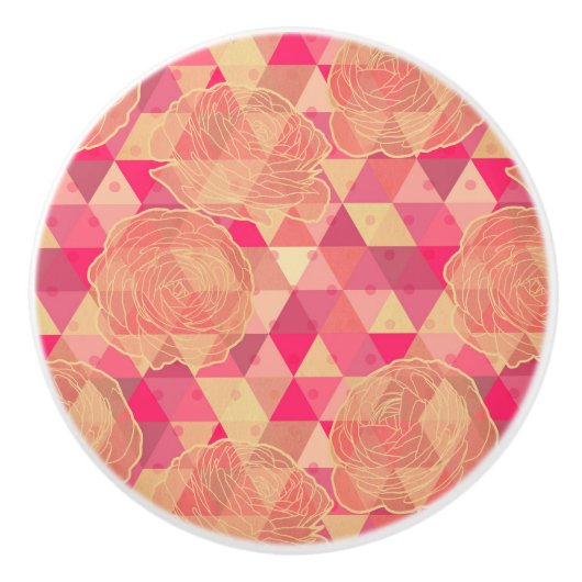 Geometrisches Muster der Blume Keramikknauf (Vorderseite)