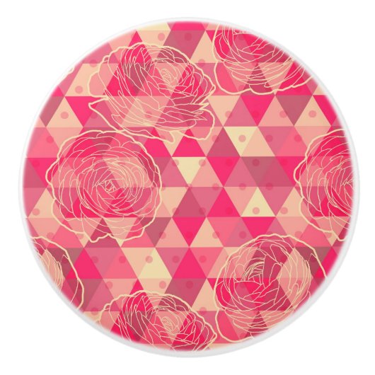 Geometrisches Muster der Blume Keramikknauf (Vorderseite)