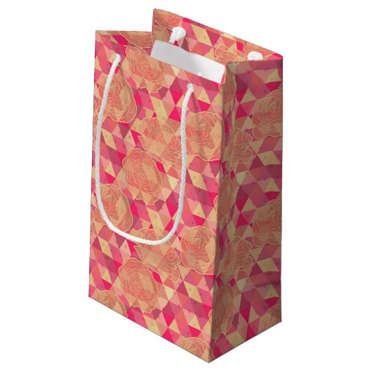 Geometrisches Muster der Blume Kleine Geschenktüte (Rückseite Schrägansicht)