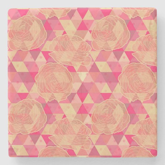 Geometrisches Muster der Blume Steinuntersetzer (Vorderseite)