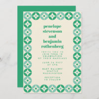Geometrisches Muster der grünen Mitte-Mod-Hochzeit