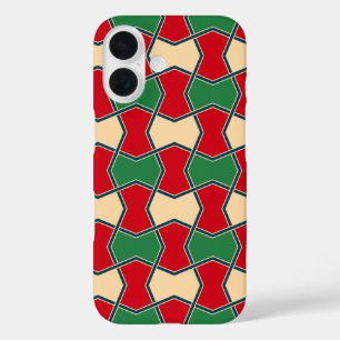 Geometrisches Muster der Krawatte Oriental Red Gre iPhone 16 Hülle