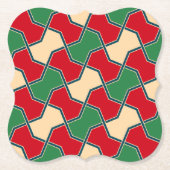 Geometrisches Muster der Krawatte Oriental Red Gre Untersetzer (Vorderseite)