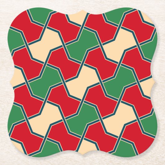 Geometrisches Muster der Krawatte Oriental Red Gre Untersetzer (Vorderseite)