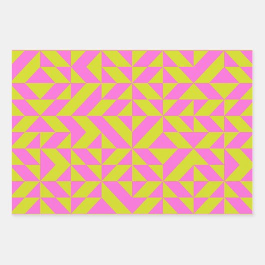 Geometrisches Muster der Limonen Zeichentrickchart Geschenkpapier Set (Vorderseite 3)