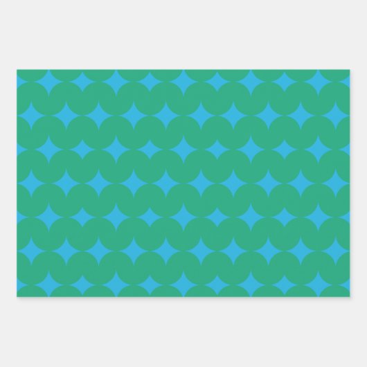 Geometrisches Muster der Mod Mitte - Grün und Blau Geschenkpapier Set (Vorderseite 2)