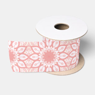 Geometrisches Muster der rosigen BlumenMandala Satinband