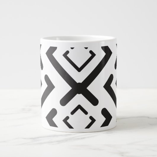 Geometrisches Muster der schwarzen, geometrischen Jumbo-Tasse (Vorderseite)
