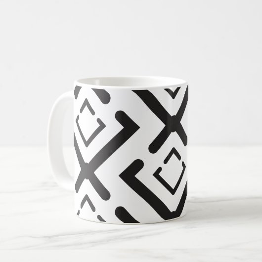 Geometrisches Muster der schwarzen, geometrischen  Kaffeetasse (Vorderseite Links)