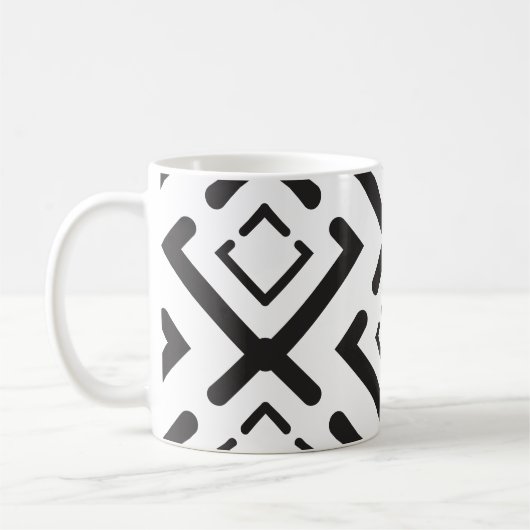 Geometrisches Muster der schwarzen, geometrischen Kaffeetasse (Links)