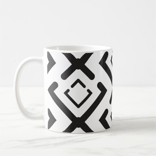 Geometrisches Muster der schwarzen, geometrischen Kaffeetasse (Links)