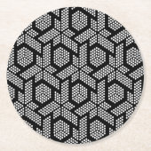 geometrisches Muster der schwarzen und weißen Punk Runder Pappuntersetzer (Vorderseite)