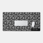 geometrisches Muster der schwarzen und weißen Punk Schreibtischunterlage (Tastatur & Maus)