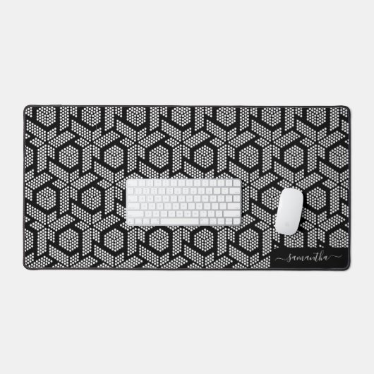 geometrisches Muster der schwarzen und weißen Punk Schreibtischunterlage (Tastatur & Maus)