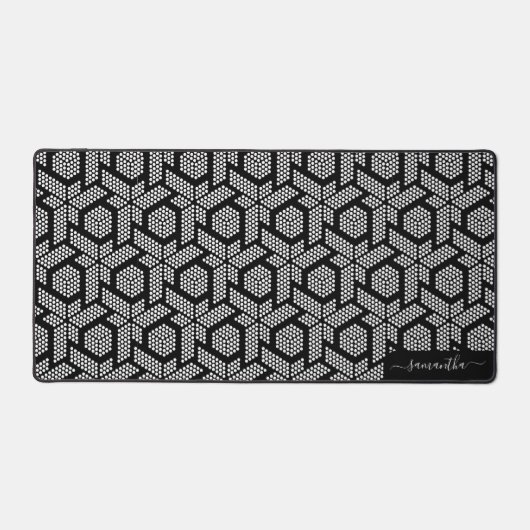 geometrisches Muster der schwarzen und weißen Punk Schreibtischunterlage (Vorderseite)
