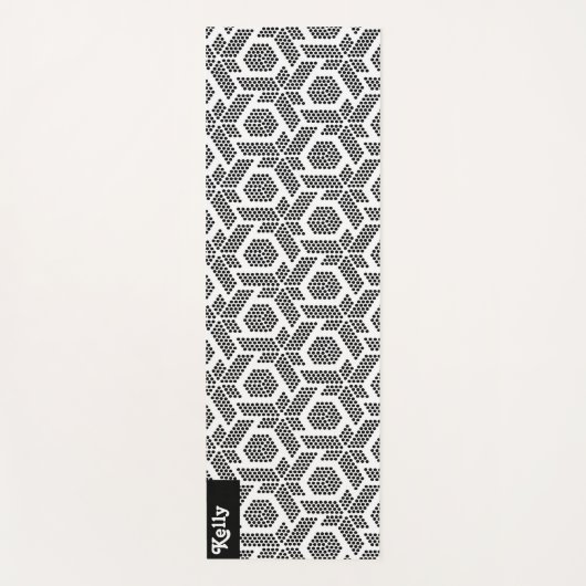 geometrisches Muster der schwarzen und weißen Punk Yogamatte (Vorderseite)
