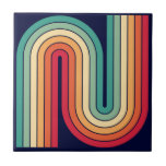 Geometrisches Muster der Streifen im Retro-Stil de Fliese<br><div class="desc">Farbenfrohe 70er Retro Vintag Style Geometric Pattern.</div>