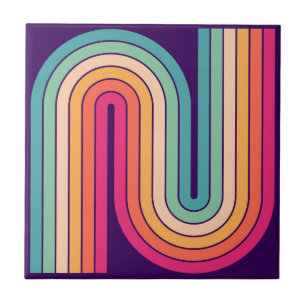 Geometrisches Muster der Streifen im Retro-Stil de Fliese