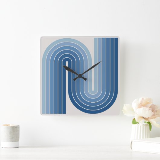 Geometrisches Muster der Streifen im Retro-Stil de Quadratische Wanduhr (Zuhause)