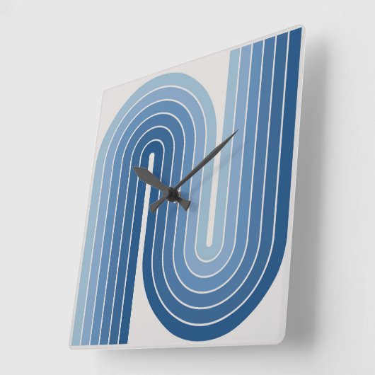 Geometrisches Muster der Streifen im Retro-Stil de Quadratische Wanduhr (Winkel)