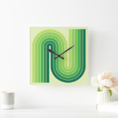 Geometrisches Muster der Streifen im Retro-Stil de Quadratische Wanduhr (Zuhause)