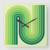 Geometrisches Muster der Streifen im Retro-Stil de Quadratische Wanduhr (Vorderseite)