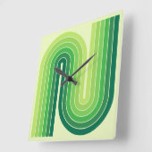 Geometrisches Muster der Streifen im Retro-Stil de Quadratische Wanduhr (Winkel)