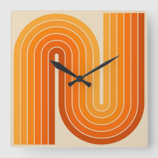 Geometrisches Muster der Streifen im Retro-Stil de Quadratische Wanduhr