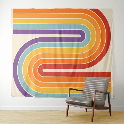 Geometrisches Muster der Streifen im Retro-Stil de Wandteppich (Beispiel (Horizontal))