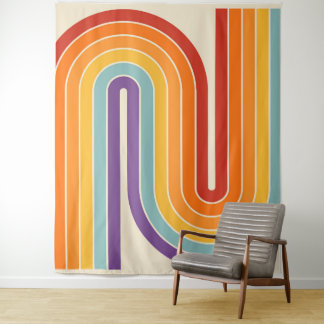 Geometrisches Muster der Streifen im Retro-Stil de Wandteppich