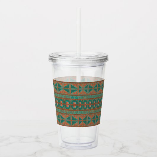 Geometrisches Muster der südwestlichsten Aquamarin Acryltrinkbecher (Rechts)