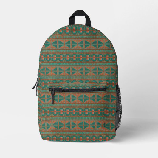 Geometrisches Muster der südwestlichsten Aquamarin Bedruckter Rucksack (Vorderseite)