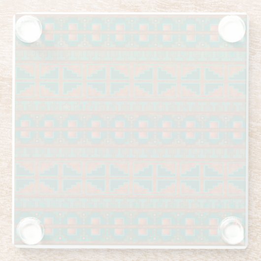 Geometrisches Muster der südwestlichsten Aquamarin Glasuntersetzer (Rückseite)